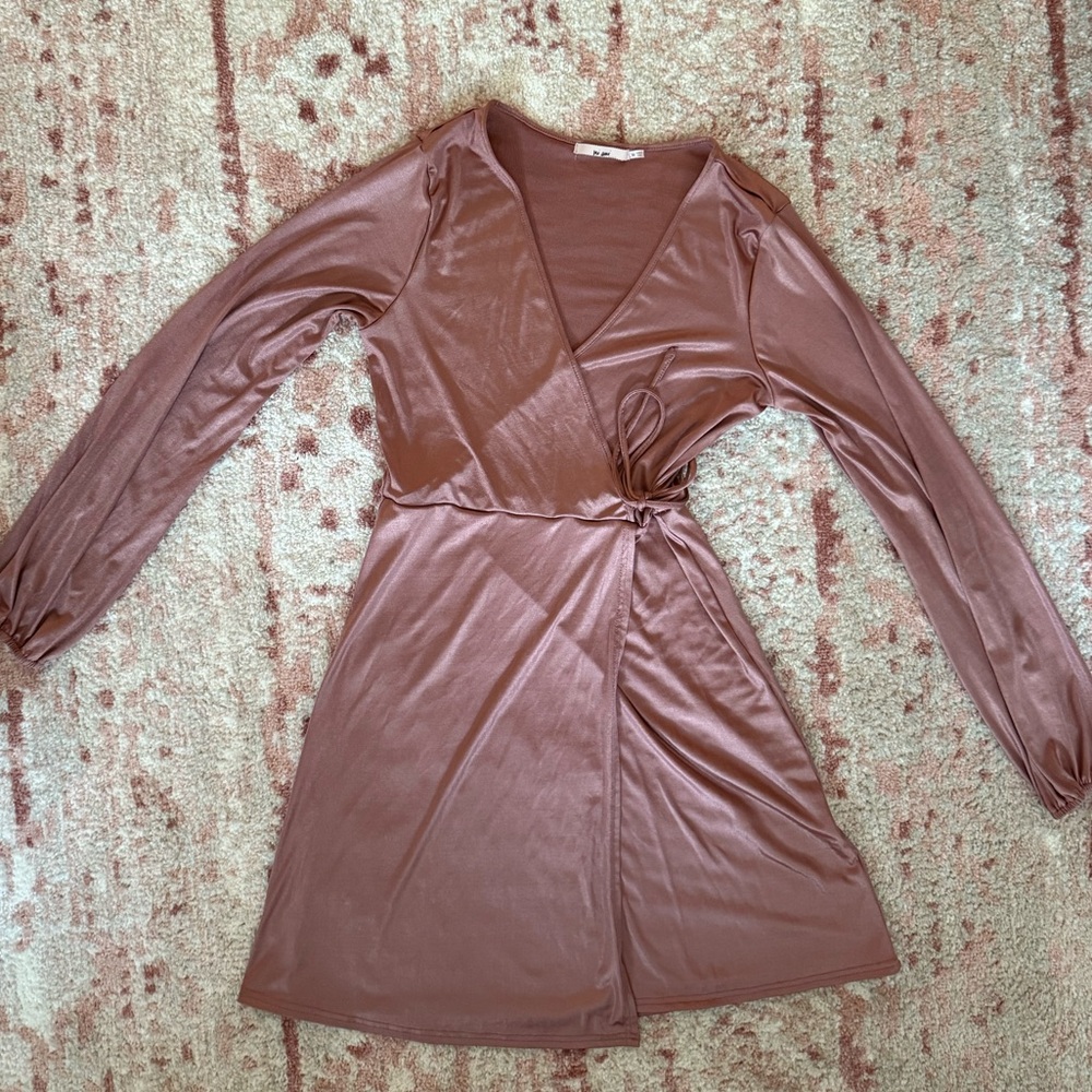 Francesca's Collections Dusty Rose Long Sleeve Dress